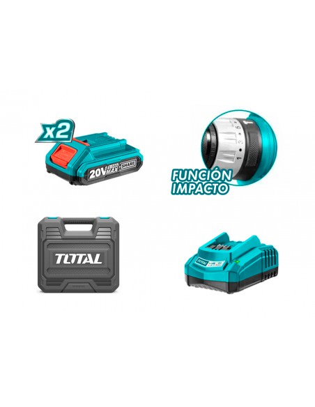 TALADRO PERCUTOR A BATERIA TIDLI200215 20V. TOTAL. - Imagen 2