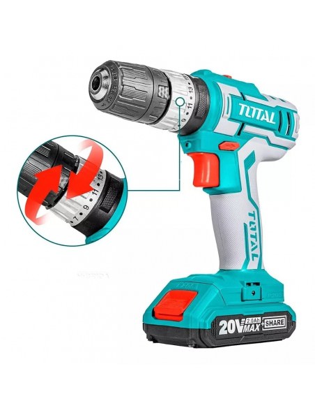 TALADRO PERCUTOR A BATERIA TIDLI200215 20V. TOTAL. - Imagen 4