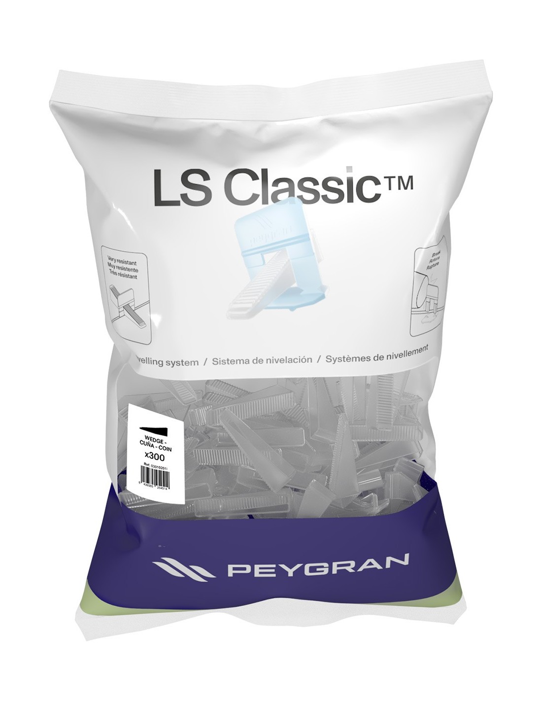 Cuñas Transparentes PEYGRAN para Sistema de Nivelación – Bolsa 300 Unidades