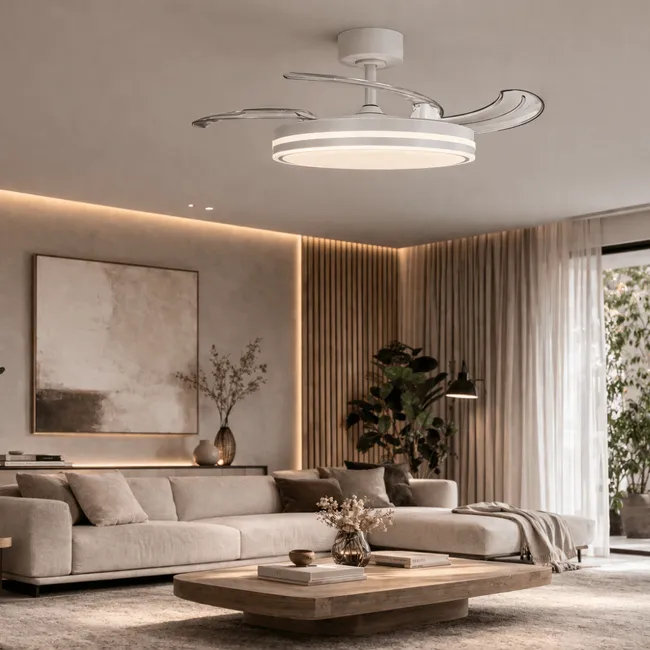 Ventilador de Techo LED 60W 3 Aspas Retráctiles Blanco Kuken - Imagen 4