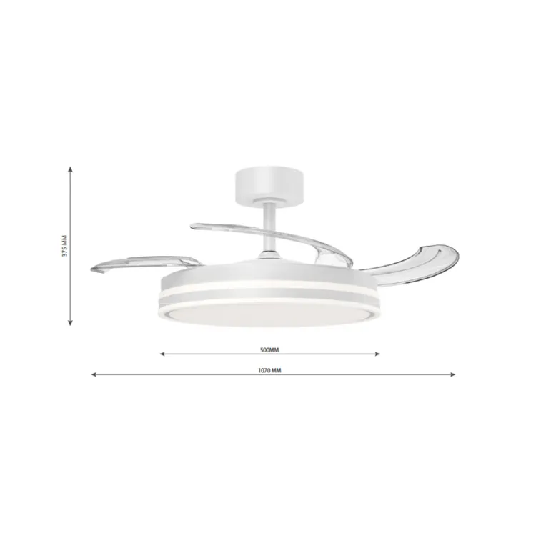 Ventilador de Techo LED 60W 3 Aspas Retráctiles Blanco Kuken - Imagen 3
