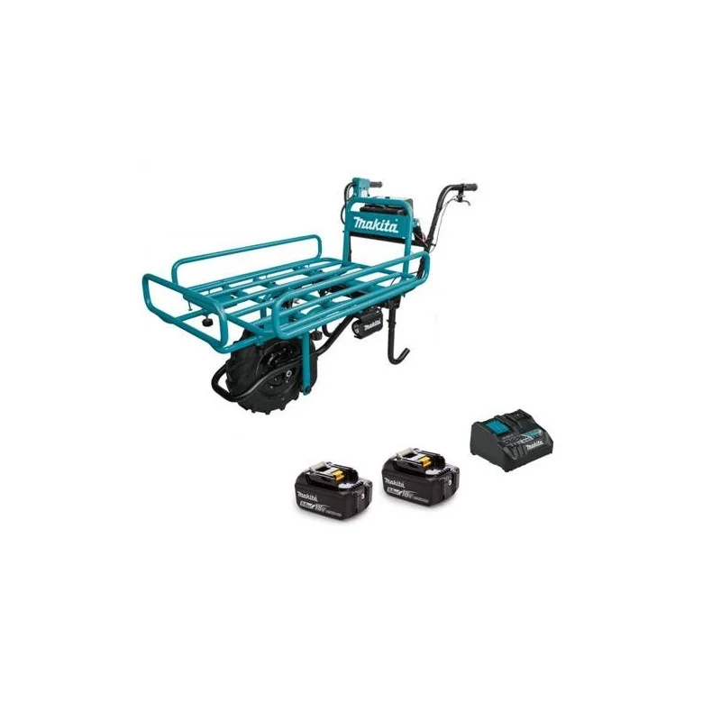 Carretilla Motorizada Makita DCU180Z 18V LXT Completa con 2 Baterías 5,0Ah y Cargador