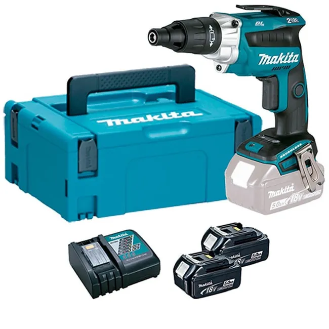Atornillador Makita DFS251RTJ 18V Brushless para Pladur con 2 baterías de 5Ah y maletín Makpac