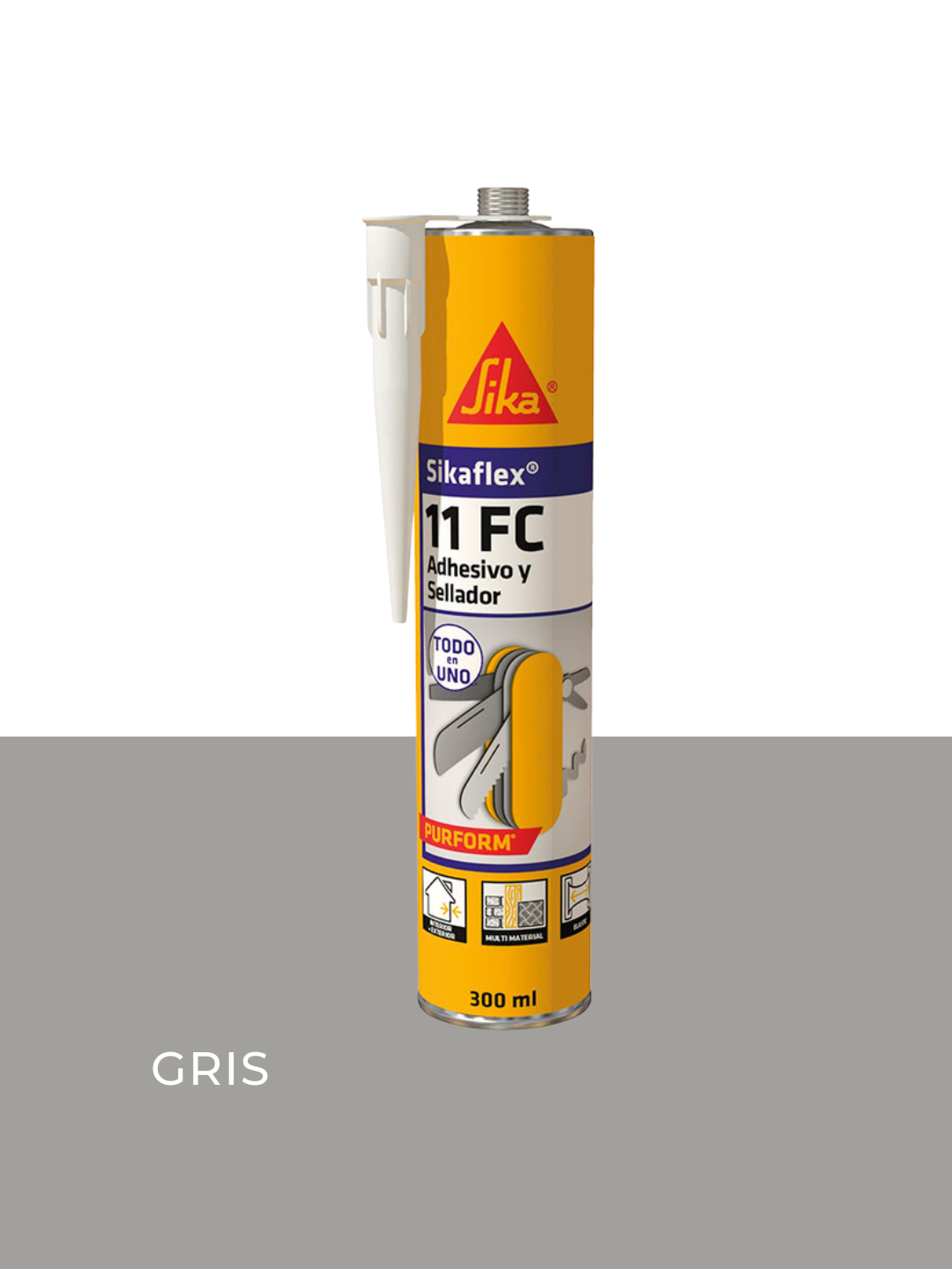 Sikaflex 11 FC Gris 300 ml adhesivo y sellador elástico de poliuretano para construcción y bricolaje profesional.