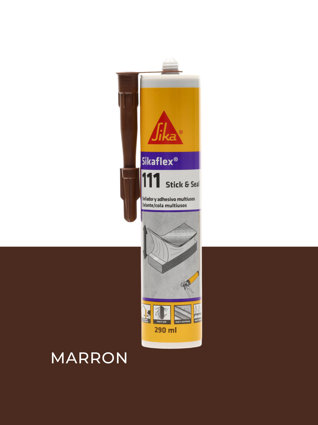 Sikaflex 111 Stick & Seal Marrón 290 ml | Adhesivo y Sellador Elástico Universal