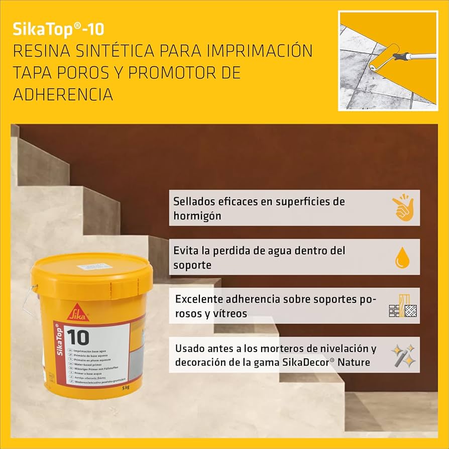 SikaTop 10 5 Kg | Imprimación Puente de Adherencia para Superficies Porosas y Cerámicas - Imagen 2